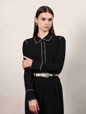 BLACK CONTRAST PIPPING SHIRT
