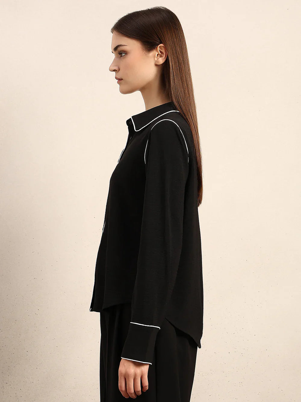 BLACK CONTRAST PIPPING SHIRT