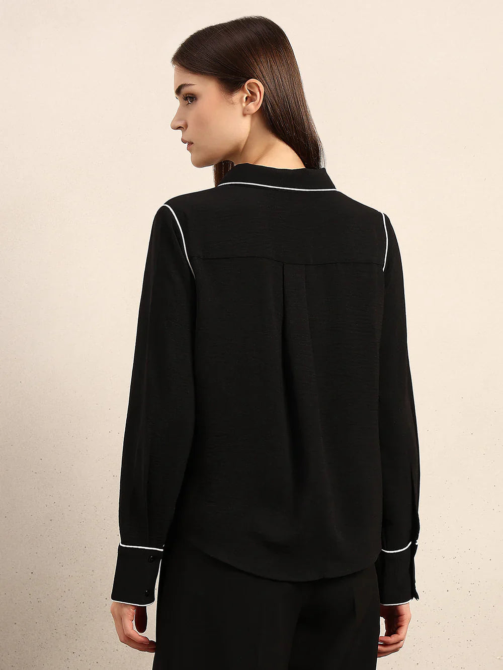 BLACK CONTRAST PIPPING SHIRT