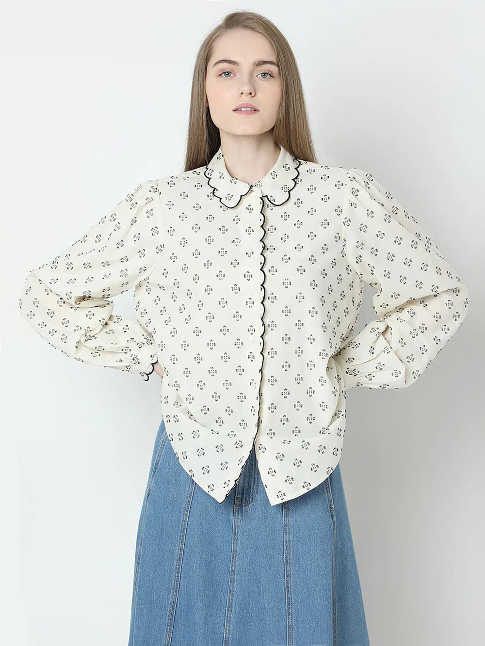 BEIGE PRINTED SHIRT