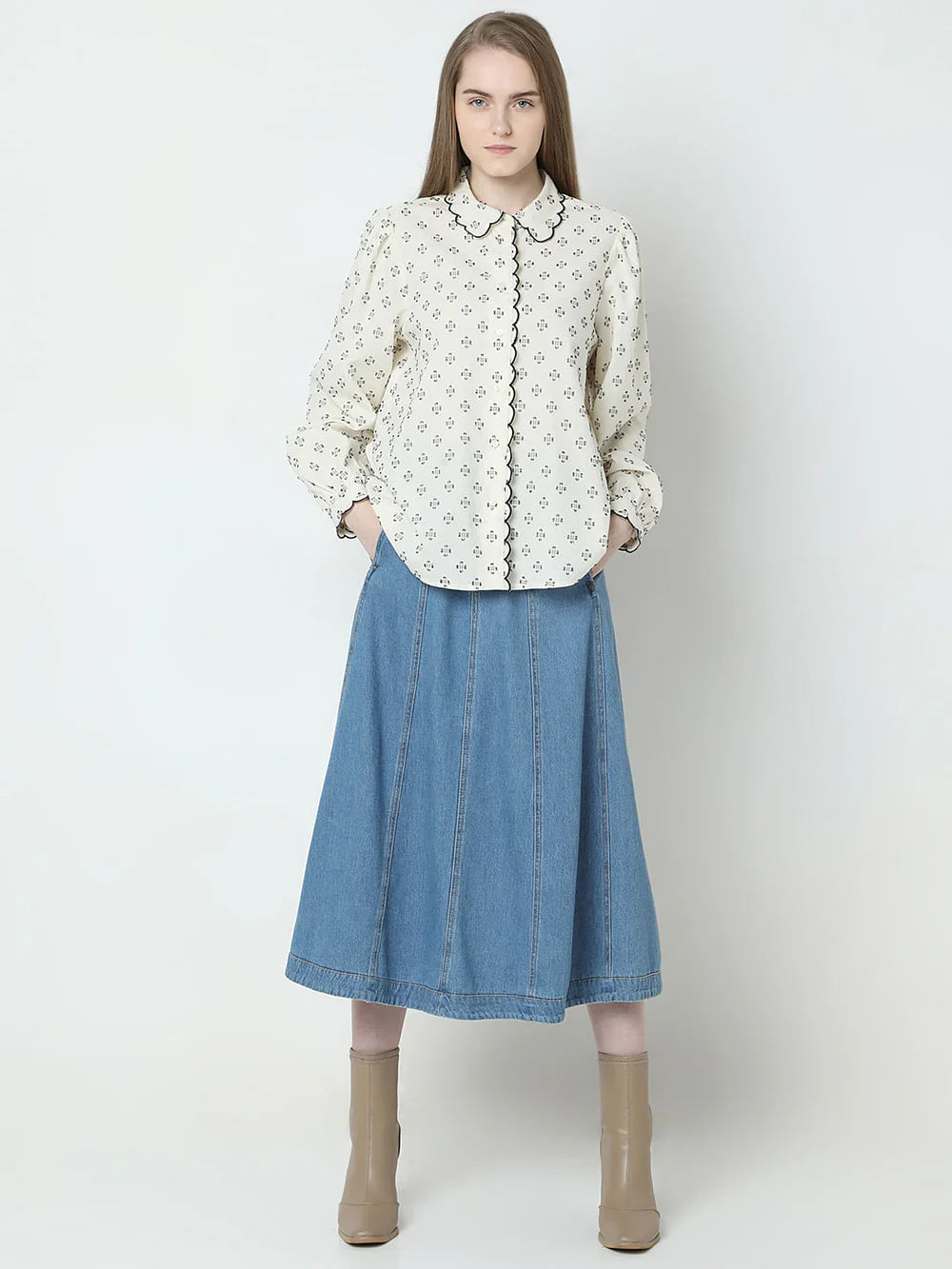 BEIGE PRINTED SHIRT