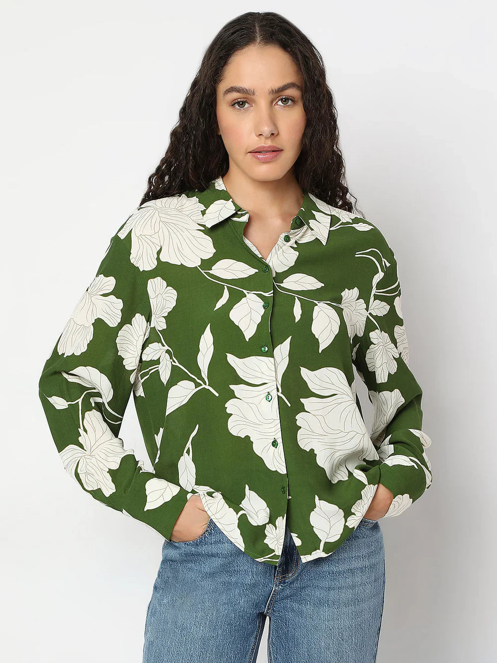 GREEN FLORAL SHIRT