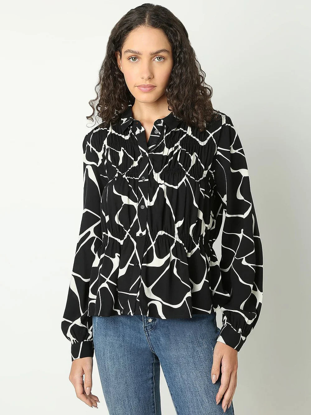 BLACK ABSTRACT PRINT SHIRT