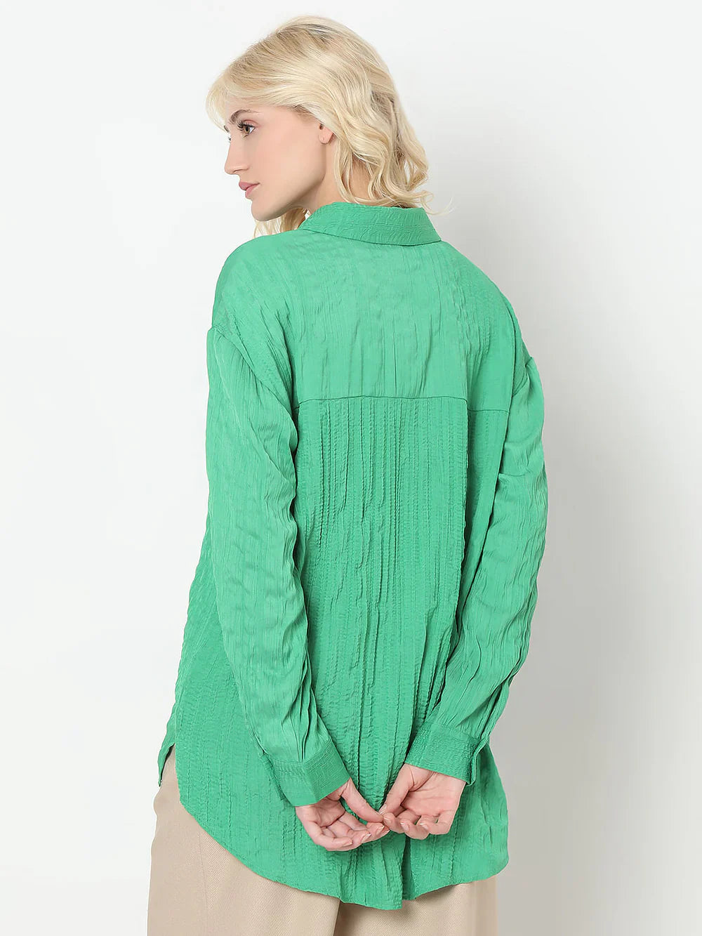 GREEN TEXTURED SHIRT