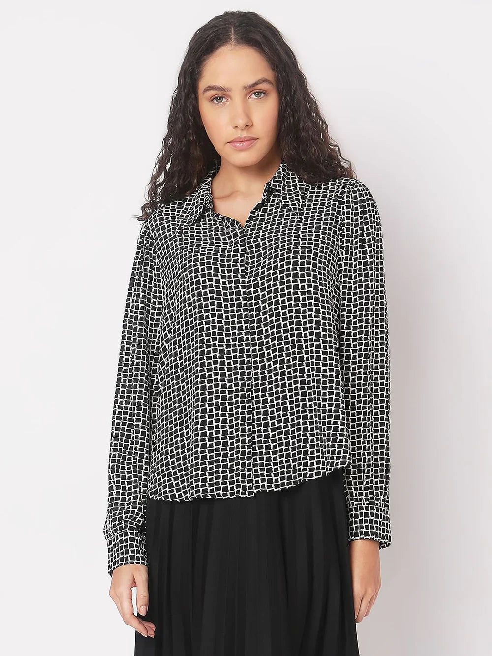 BLACK ABSTRACT PRINT SHIRT