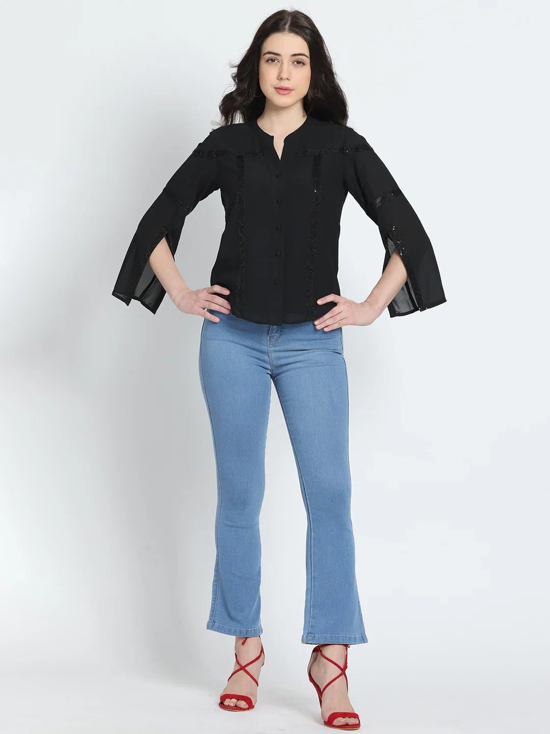 Black button down party shirt