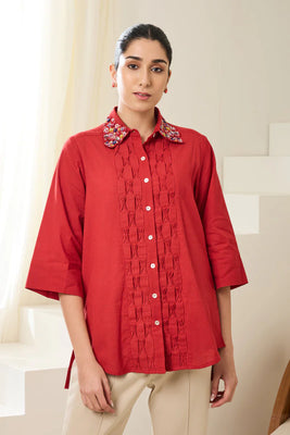 CHINTZ SEQUINED LINEN SHIRT