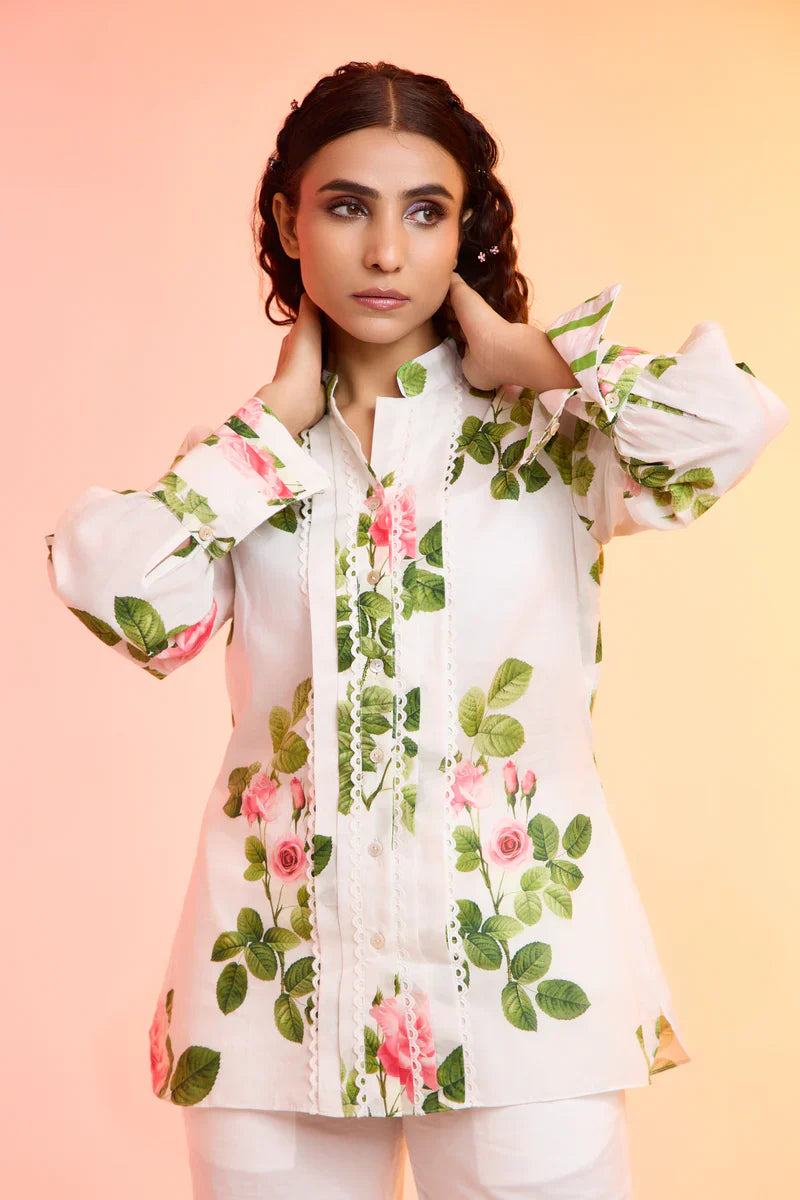 Hey flower printed cotton shirt