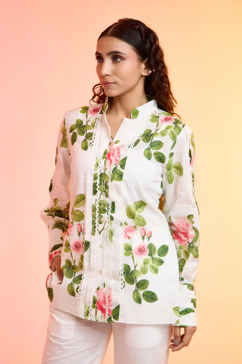 Hey flower printed cotton shirt