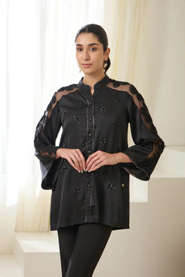 DEW SEQUINED FORMAL CREPE SHIRT