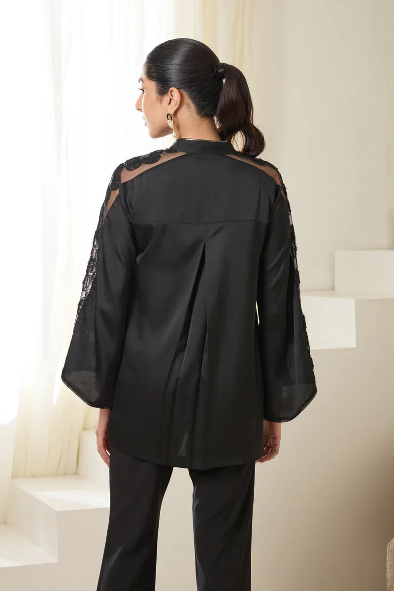 DEW SEQUINED FORMAL CREPE SHIRT