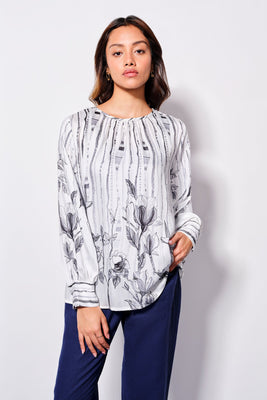 Floral Whimsy Viscose Blend Top