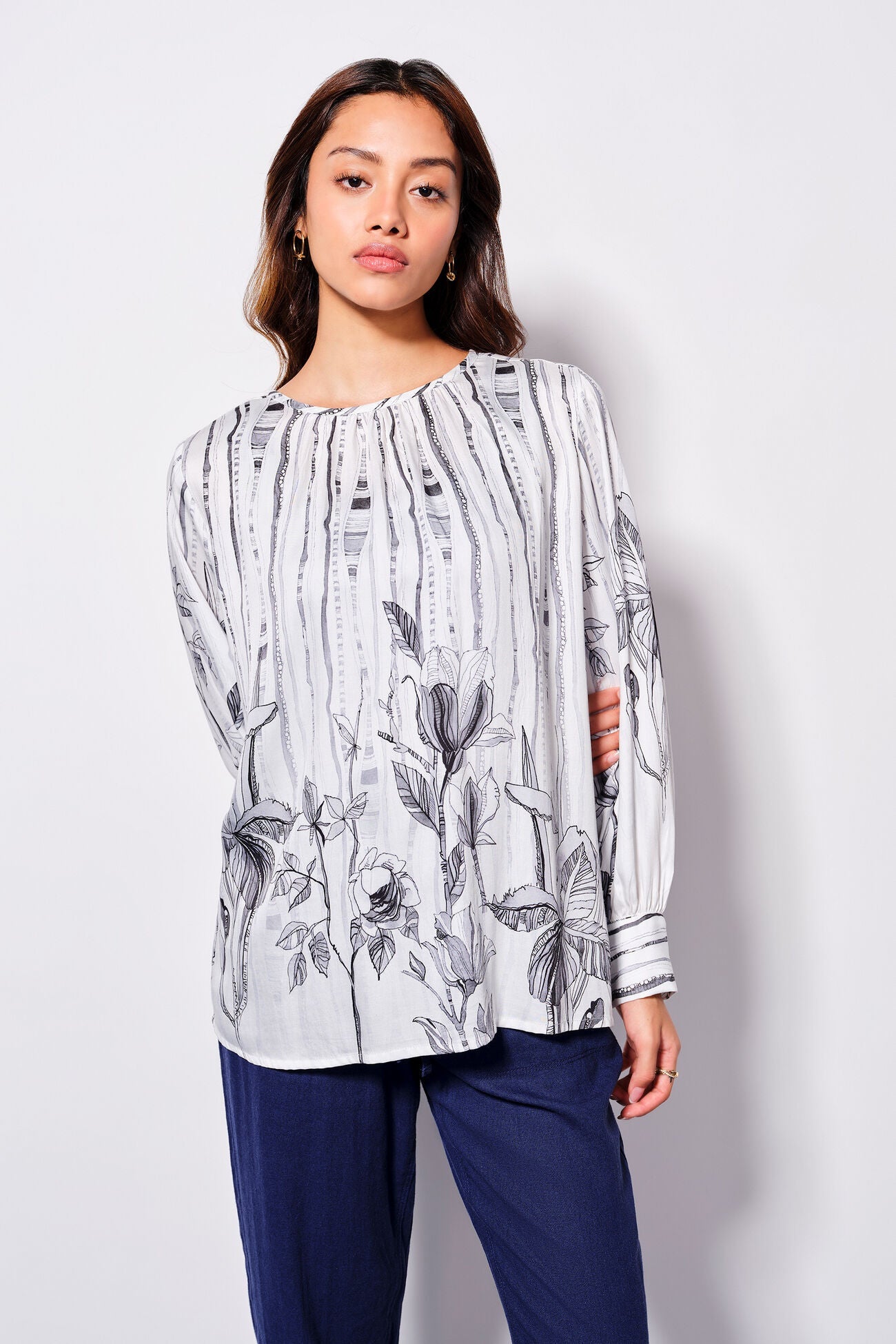 Floral Whimsy Viscose Blend Top