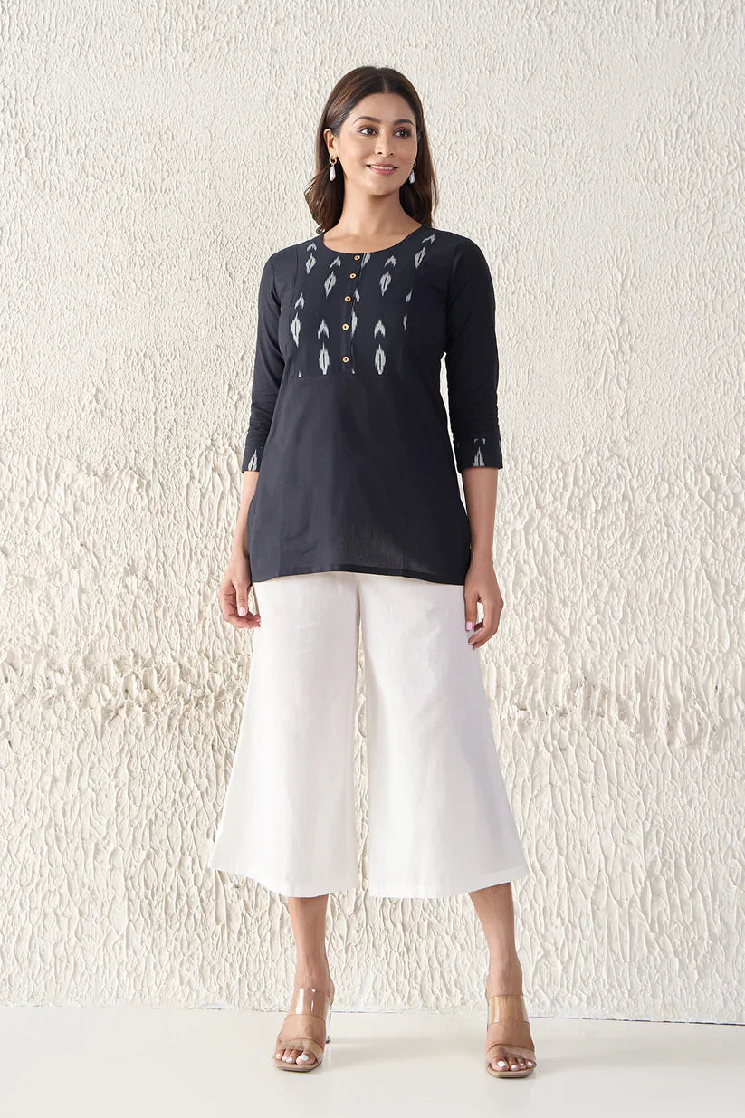 Black Ikkat Printed Cotton Tunic