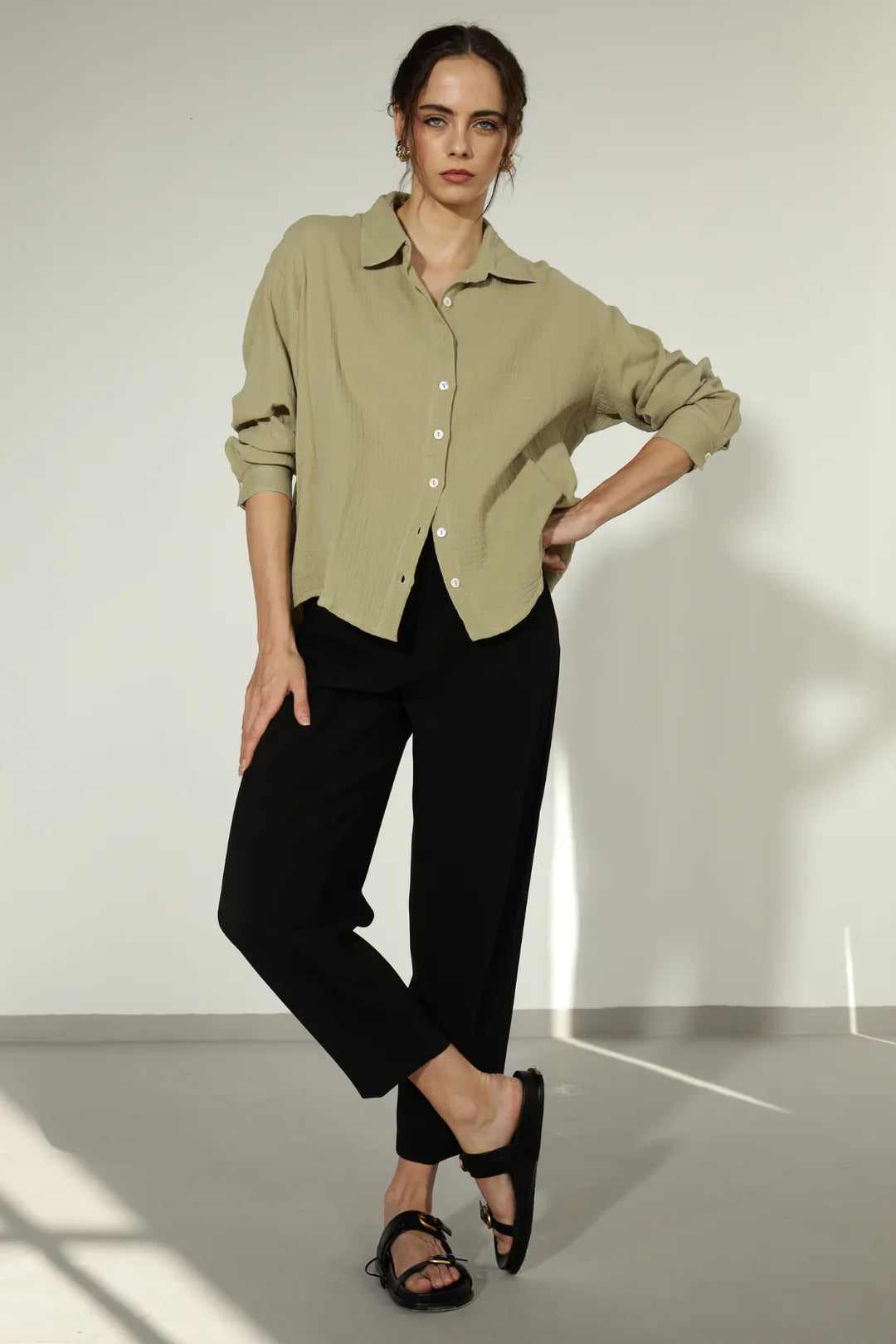 Christina Over Sized Gauze Shirt - Ecru