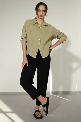 Christina Over Sized Gauze Shirt - Ecru