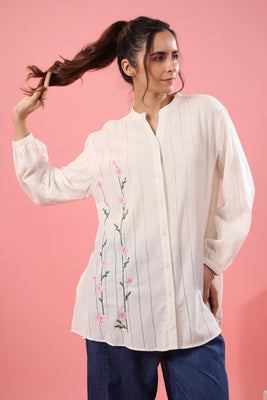 Blossom White Embroidery Shirt