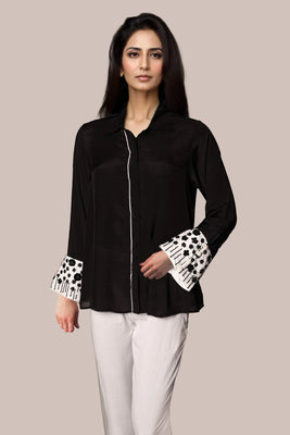 Black Embellished Sequence Shirt