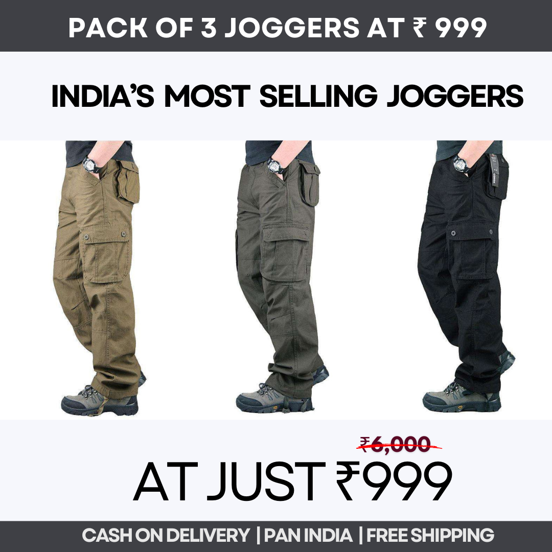 Cargo Hiking Pants For Men Water Resistant (PACK OF 3)